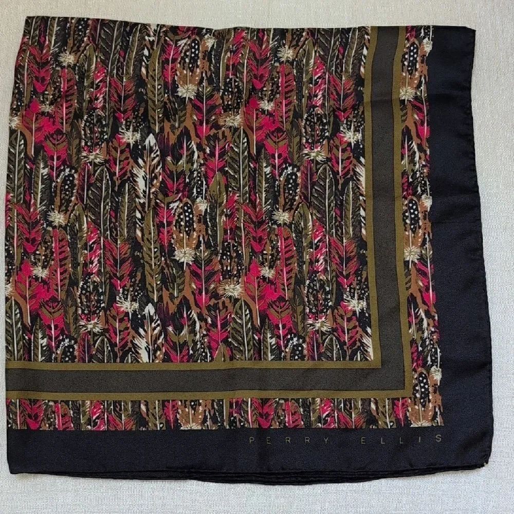 Perry Ellis Multicolor Feather Print Scarf